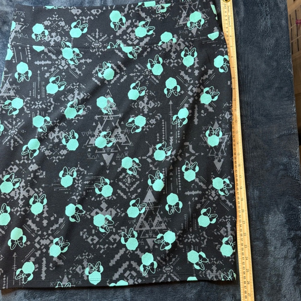 LuLaRoe 3XL Skirt Minnie Mouse Disney Print Black Gray Aqua Pencil